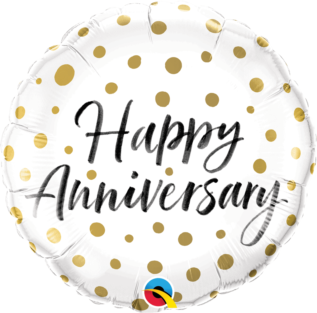 18 INCH FOIL HAPPY ANNIVERSARY GOLD DOTS 1CTL-