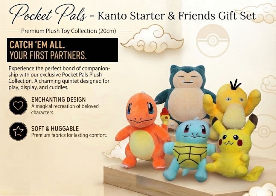 20cm Pokemon Plush Set Of 5