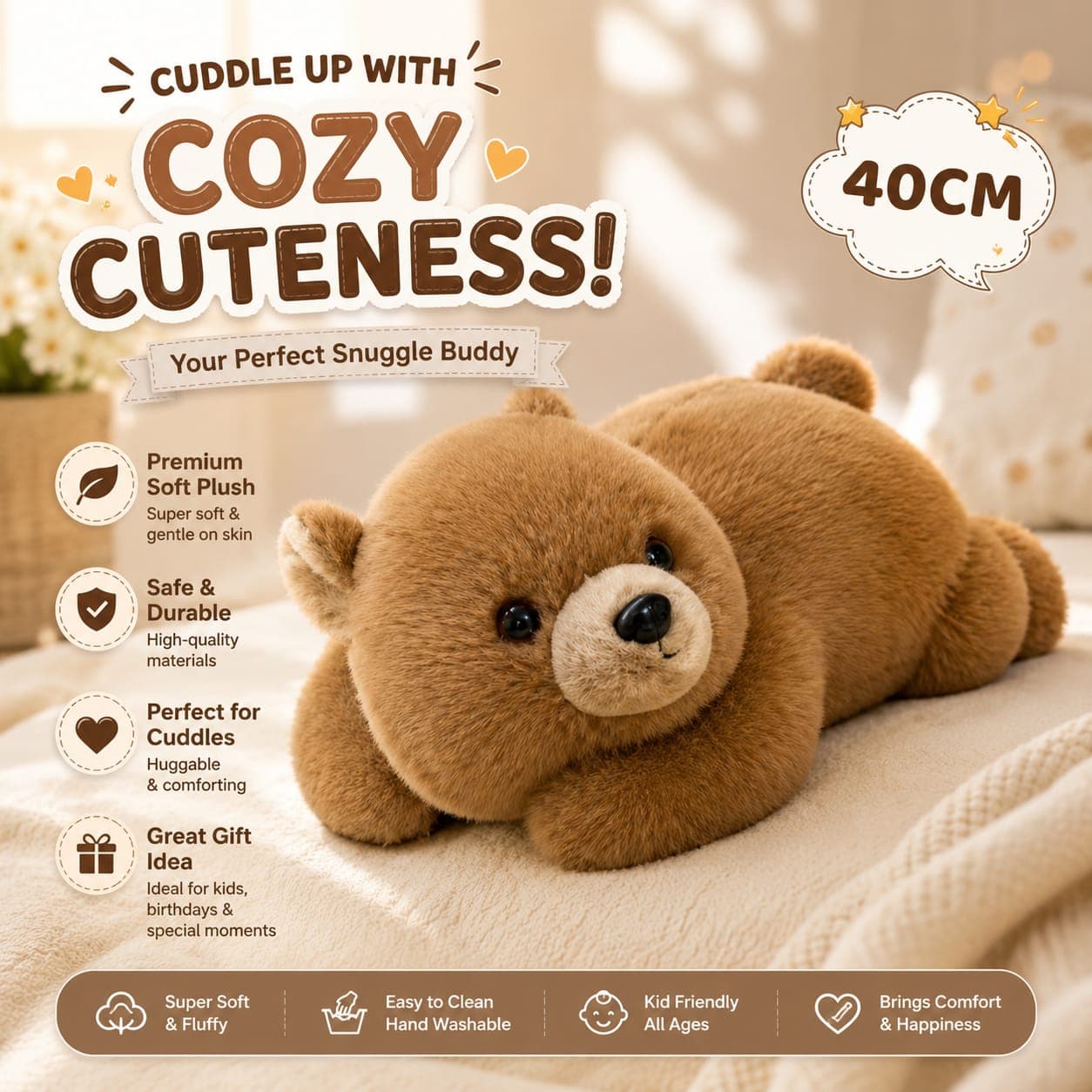 40cm Cozy Lying Bear
