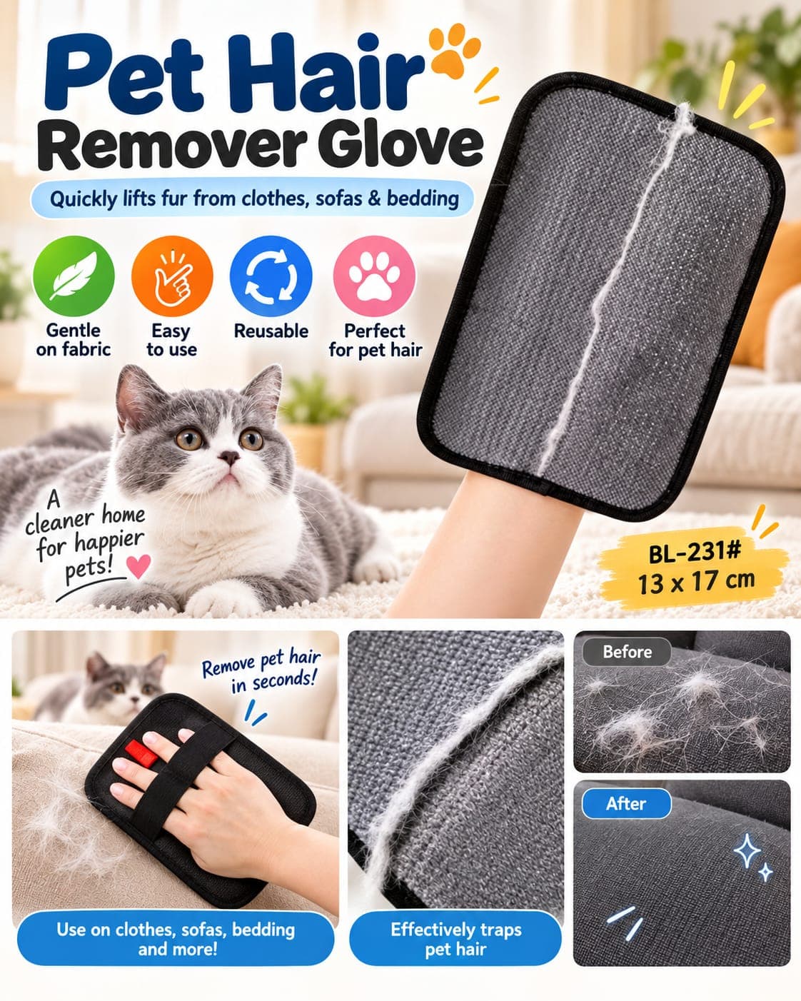PET HAIR REMOVER GLOVE