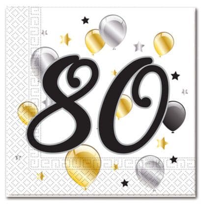 MILESTONE 80 BDAY BALLOON & STR TWO PLY 20CT