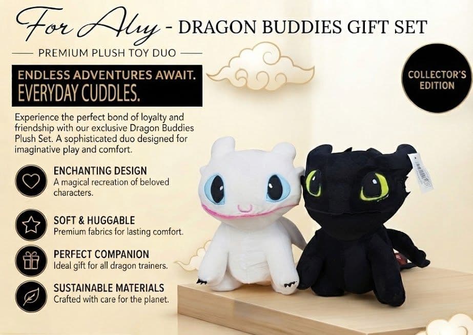28cm How To Train Your Dragon Plush Set Of 2