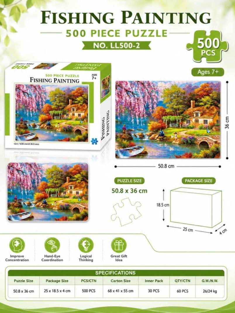 500 Piece Fishing Painting Puzzle
