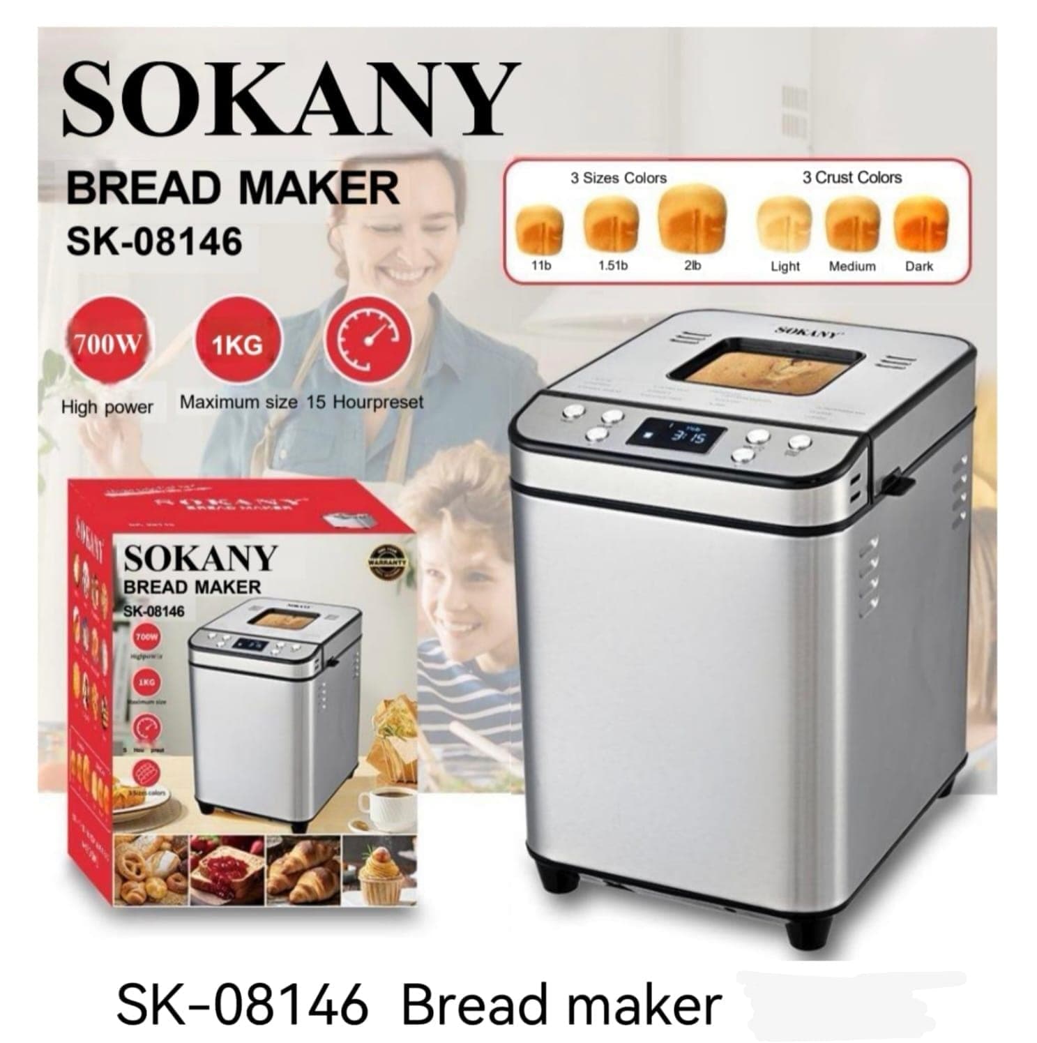 SOKANY BREAD MAKER SK-08146