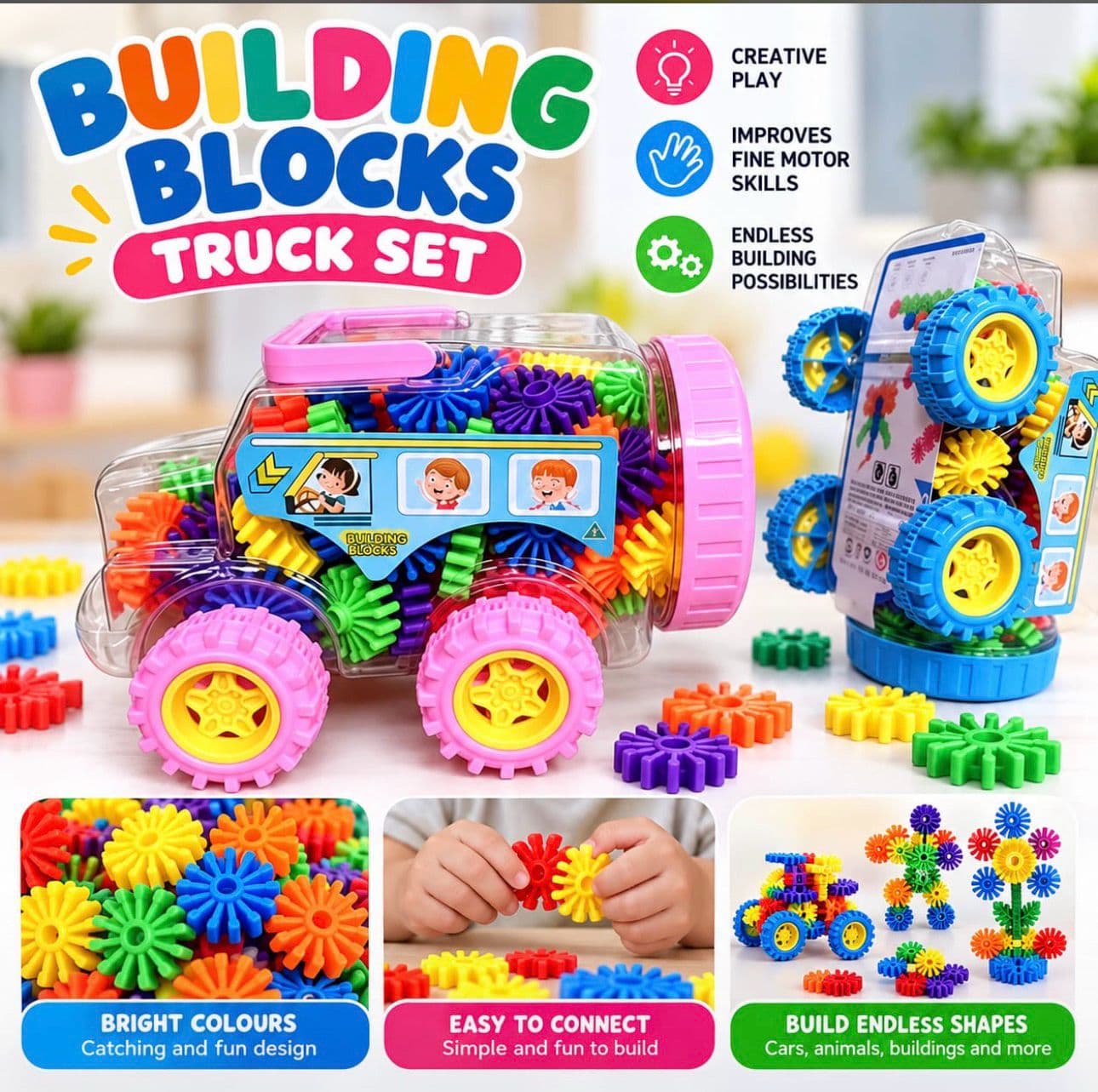 BUILDING BLOCK TRUCK SET