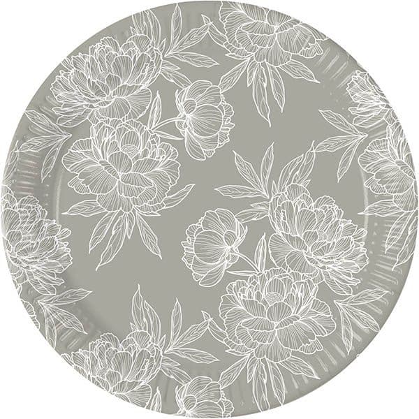 OIL FLOWERS DRAWING PAPER PLATES 23CM 8CT