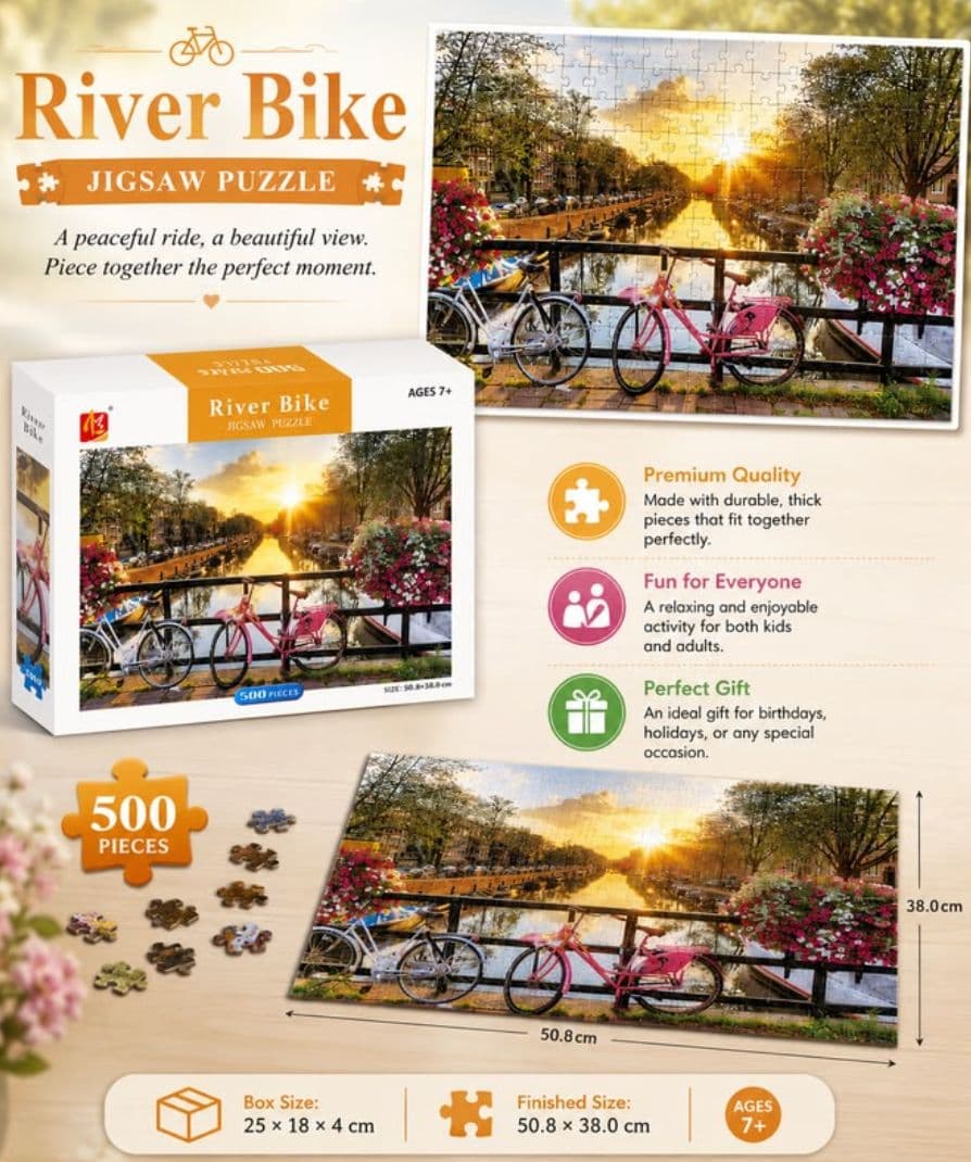 500 Piece River Bike Puzzle