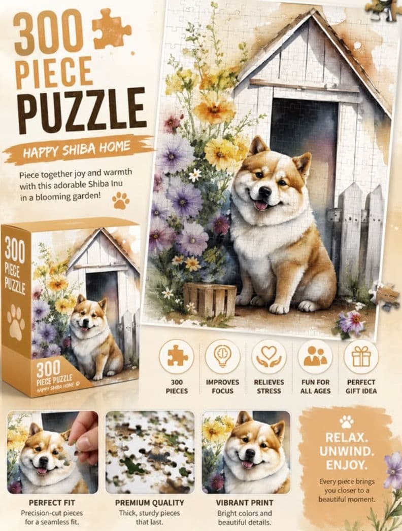 300pc Happy Shiba Home Puzzle
