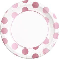 CLASSIC ROSE GOLD DOTS PAPER PLATES LARGE 23CM 8CT