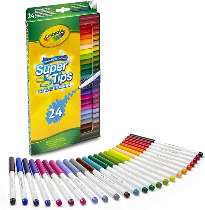 Crayola 24 Super Tips Washable Markers – 24 Colour Fine Line Marker Set