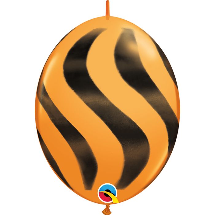 12 INCH LATEX QUICKLINKS WVY STRIPESBLK 50CTP