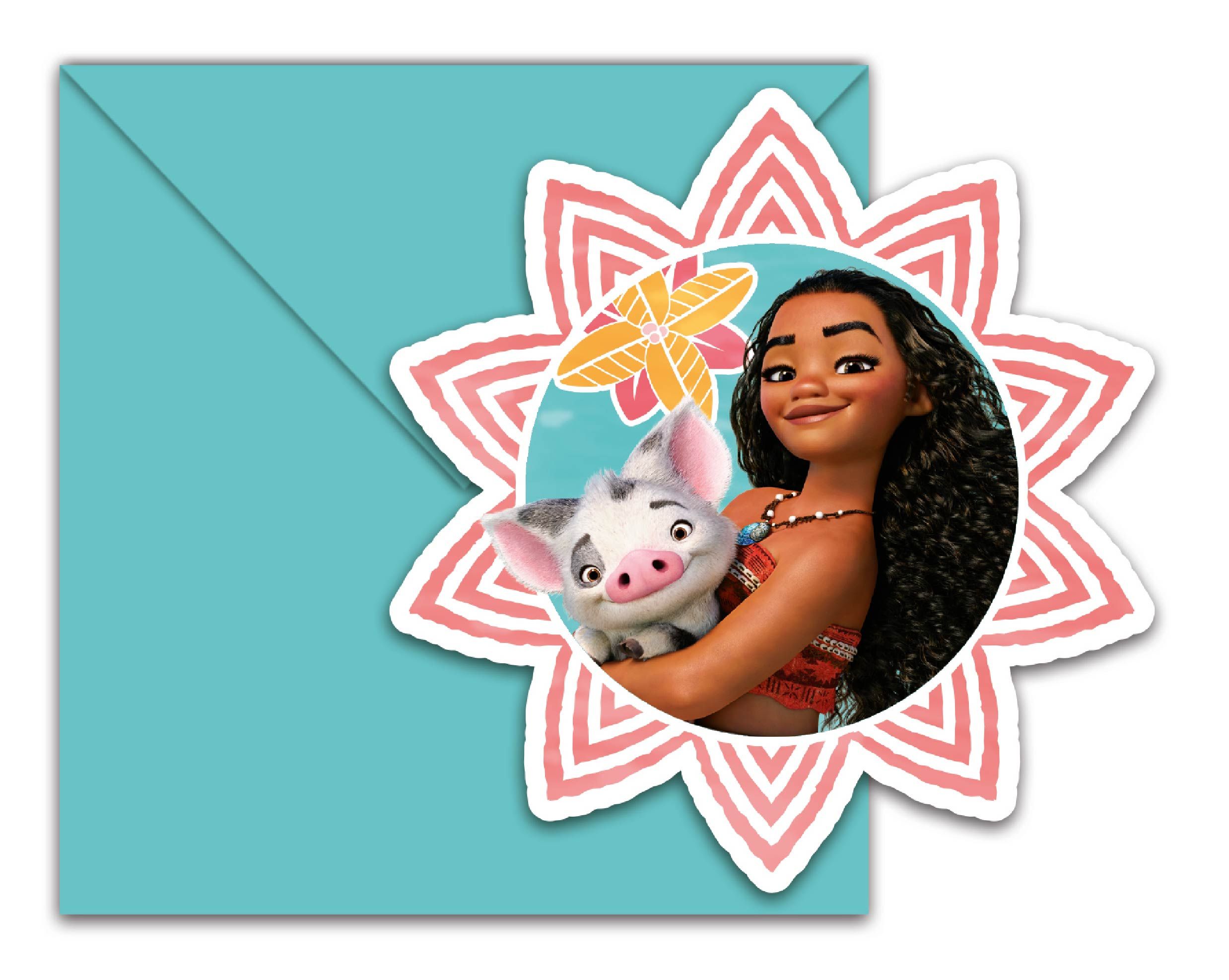 MOANA INVITATIONS&ENVELOPES 6CT