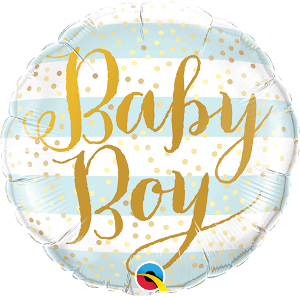9 INCH FOIL BABY BOY BLUE STRIPES 1CTL