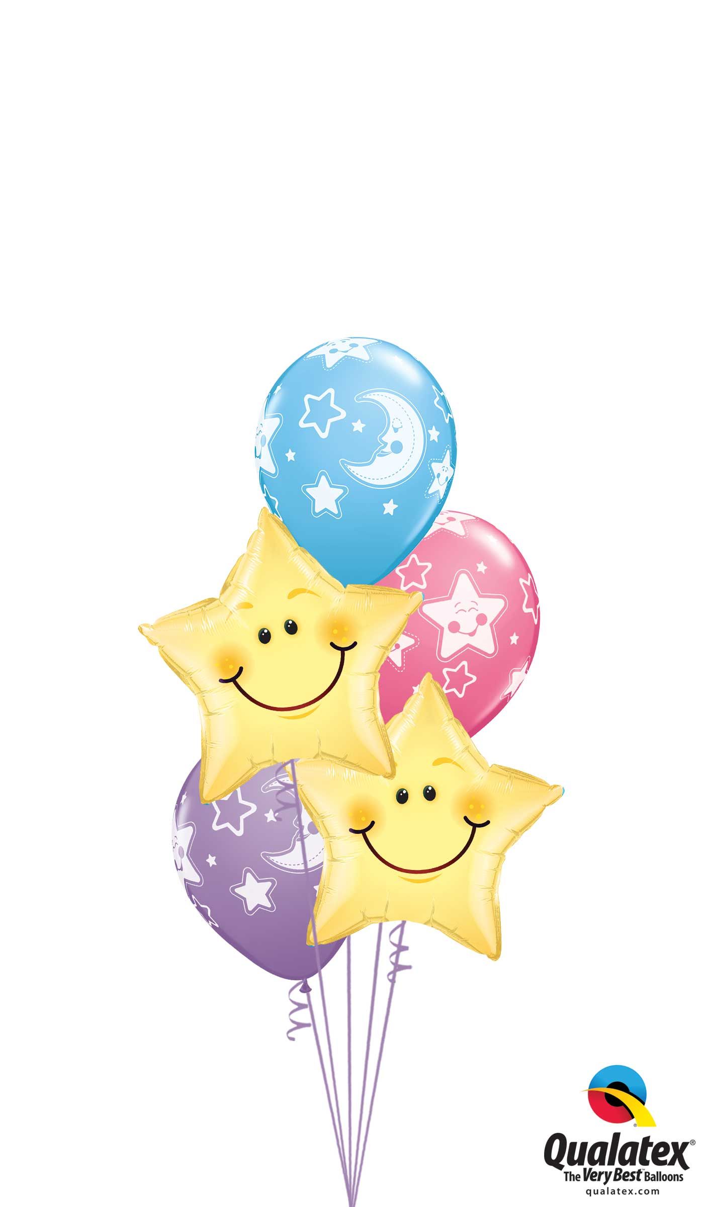 11 INCH LATEX RND SPEC AST BABY MOON & STARS 50CTP