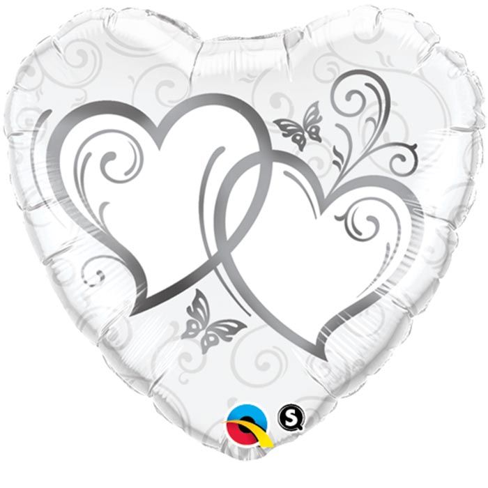 18 INCH FOIL HRT ENTWINED HEARTS SILVER 1CTP