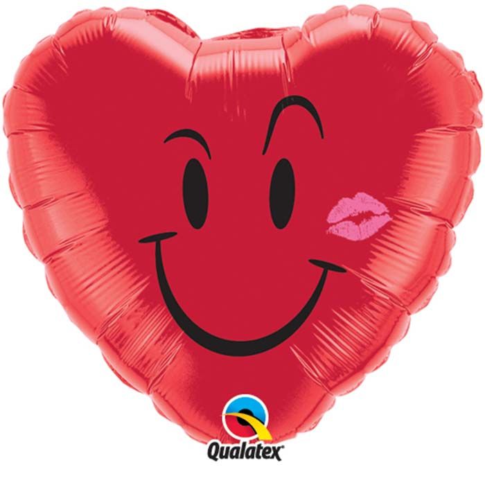 18 INCH FOIL HRT NAUGHTY SMILE & A KISS 1CTP