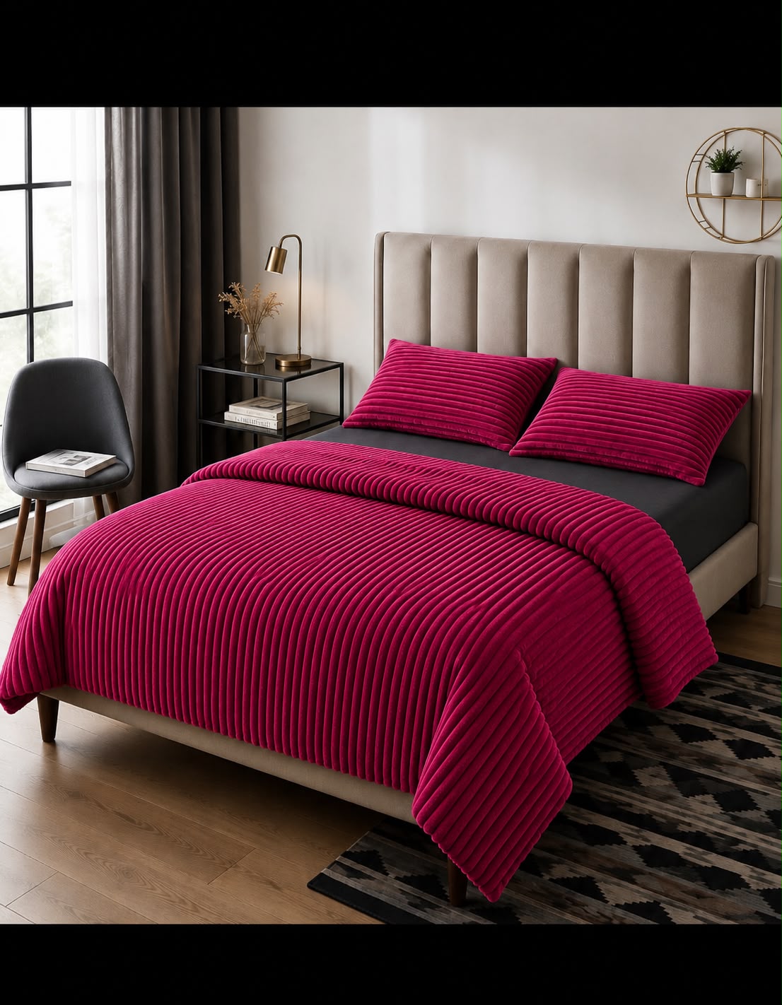 4 Piece Corduroy Comforter Set