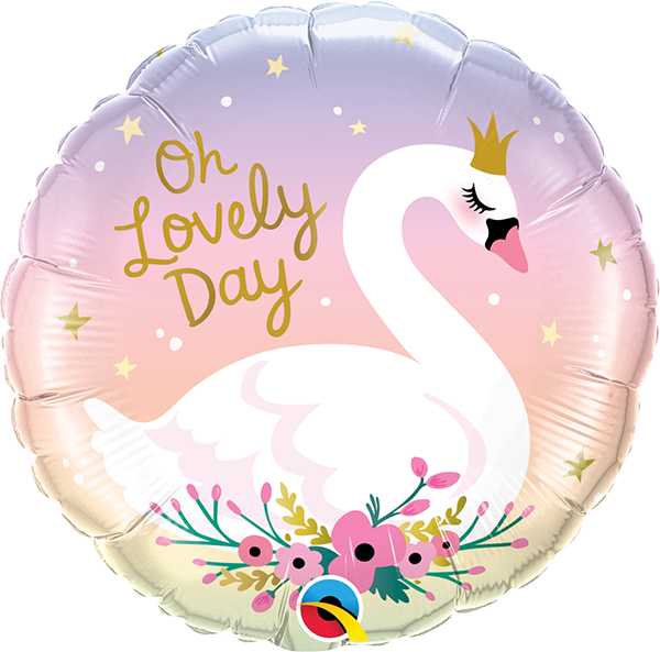 18 INCH FOIL RND OH LOVELY DAY SWAN 1 CTP