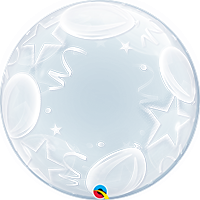 24 INCH DECO BUBBLE BALLOONS & STARS 1CTP