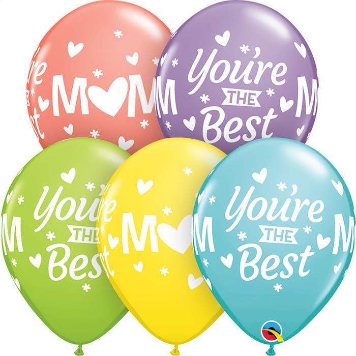 11 INCH LATEX SORBET AST MOM YOURE THE BEST 50CTP