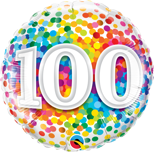 18 INCH FOIL AGE 100 RAINBOW CONFETTI 1CTP