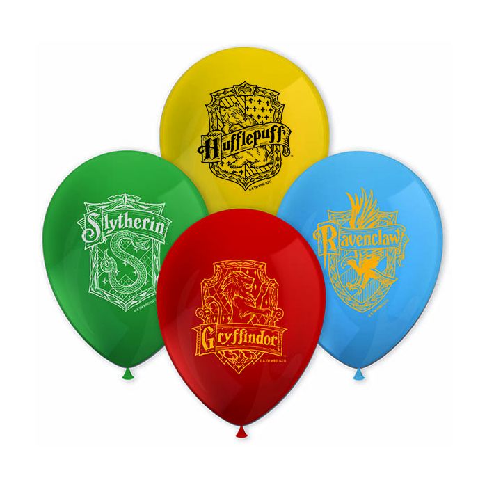 11 INCH LATEX RND HARRY POTTER HOGWARTS HOUSES 8CT
