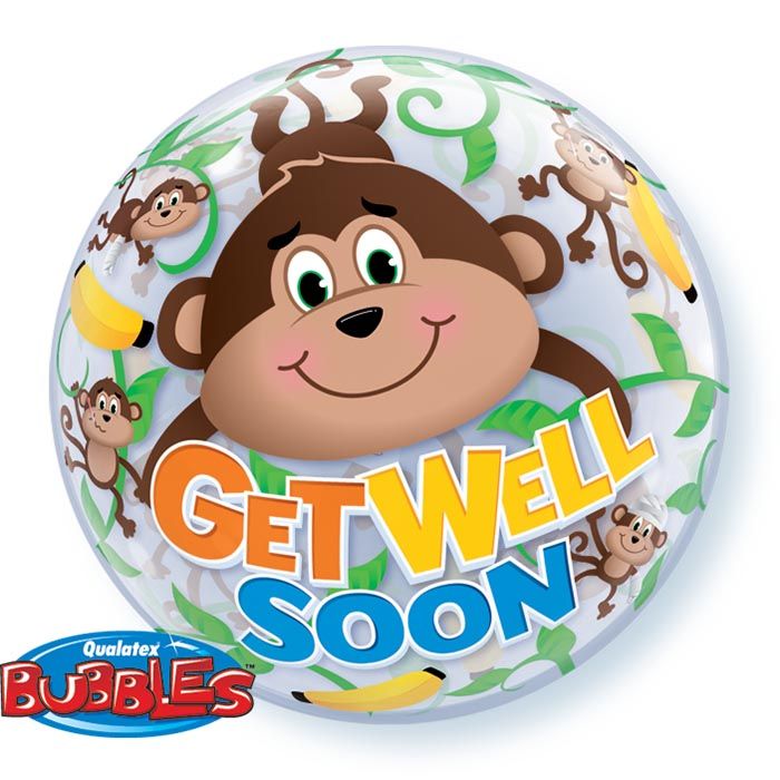 22 INCH SINGLE BUBBLE GET WELL MONKEYS 1CTP