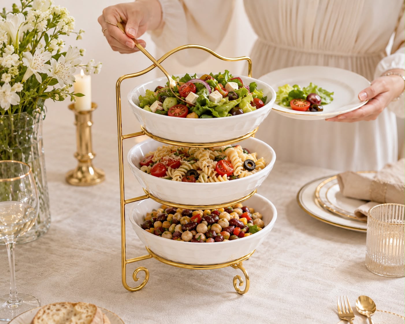 3 Tier Bowls With Stand