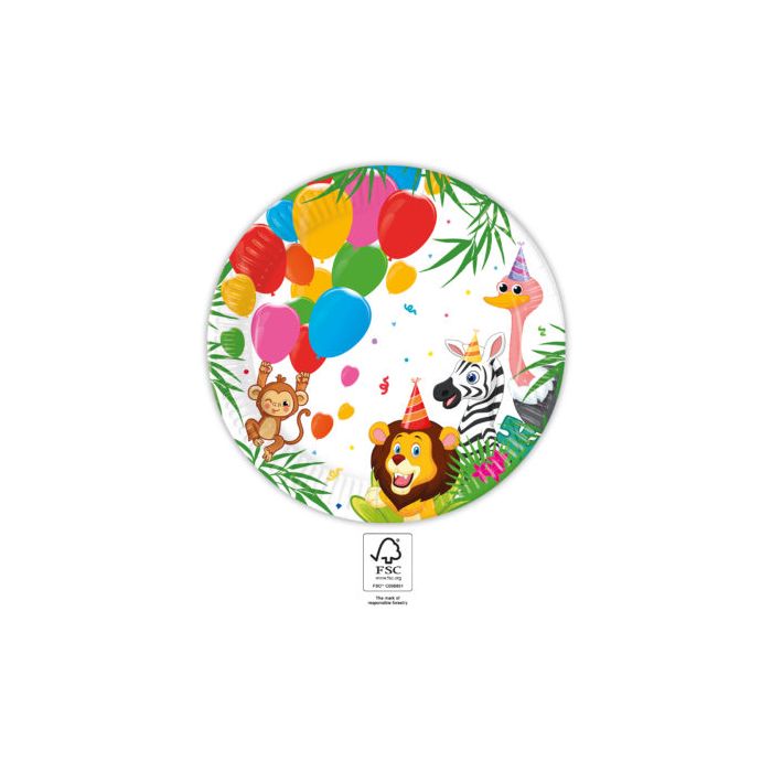 8 Piece Jungle Balloons Paper Plates Large 23cm