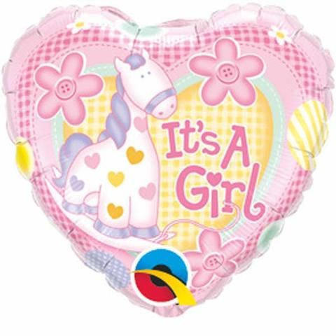 9 INCH FOIL IT’S A GIRL SOFT PONY 1CTL