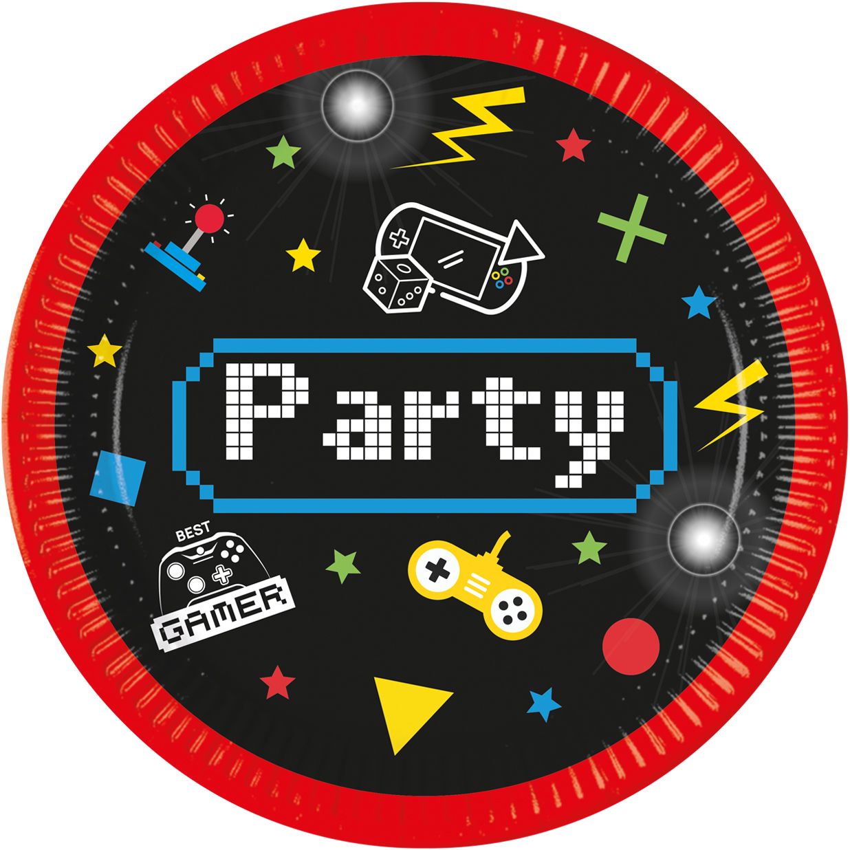 GAMING PARTY PAPER PLATES 23CM 8CT
