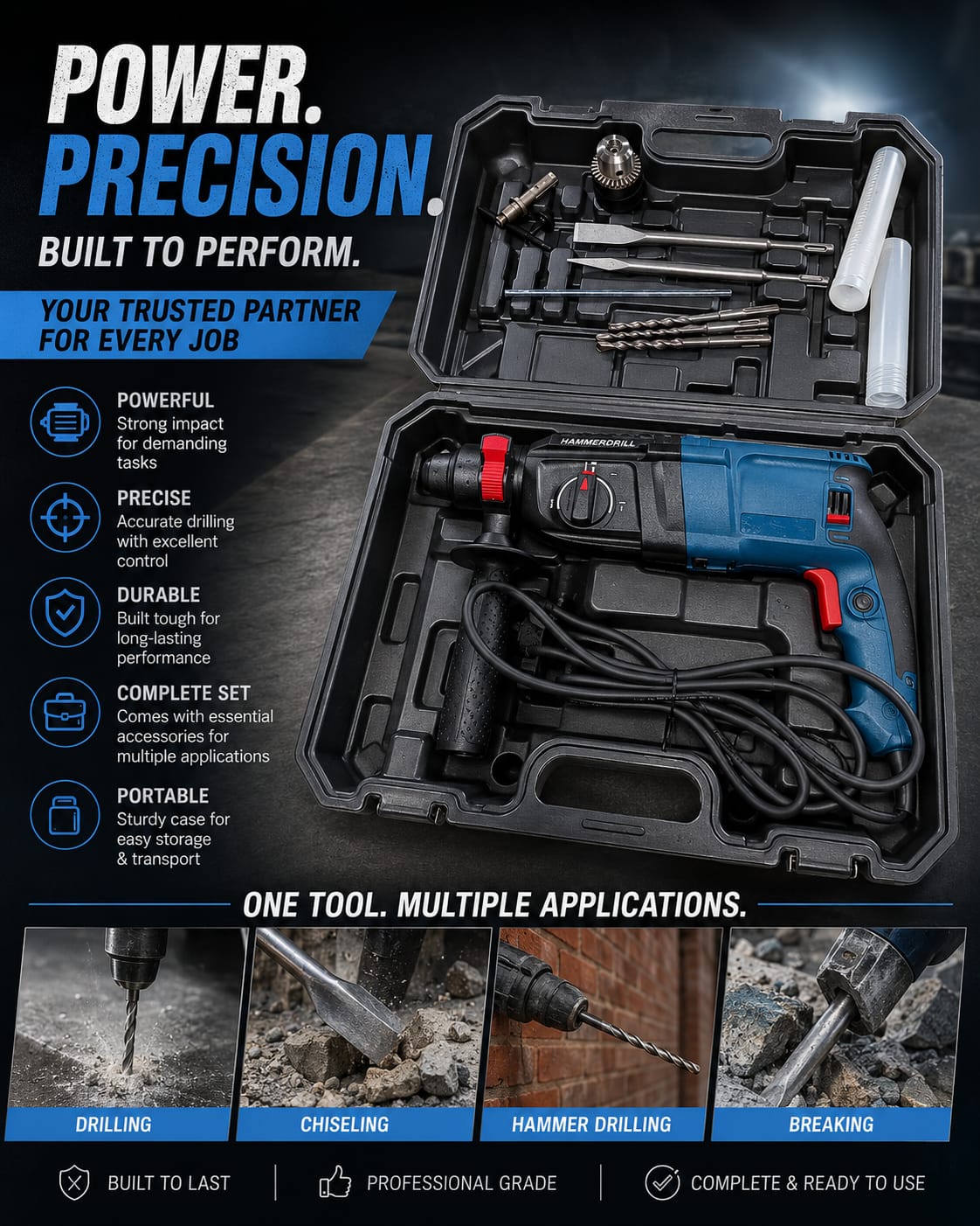 Cordless Electric Hammer Drill