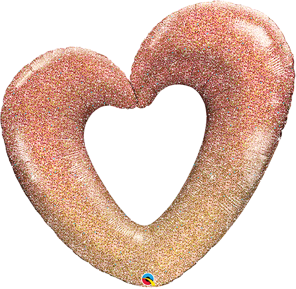 42 INCH FOIL ROSE GOLD GLITTER OMBRE HEART 1CTP
