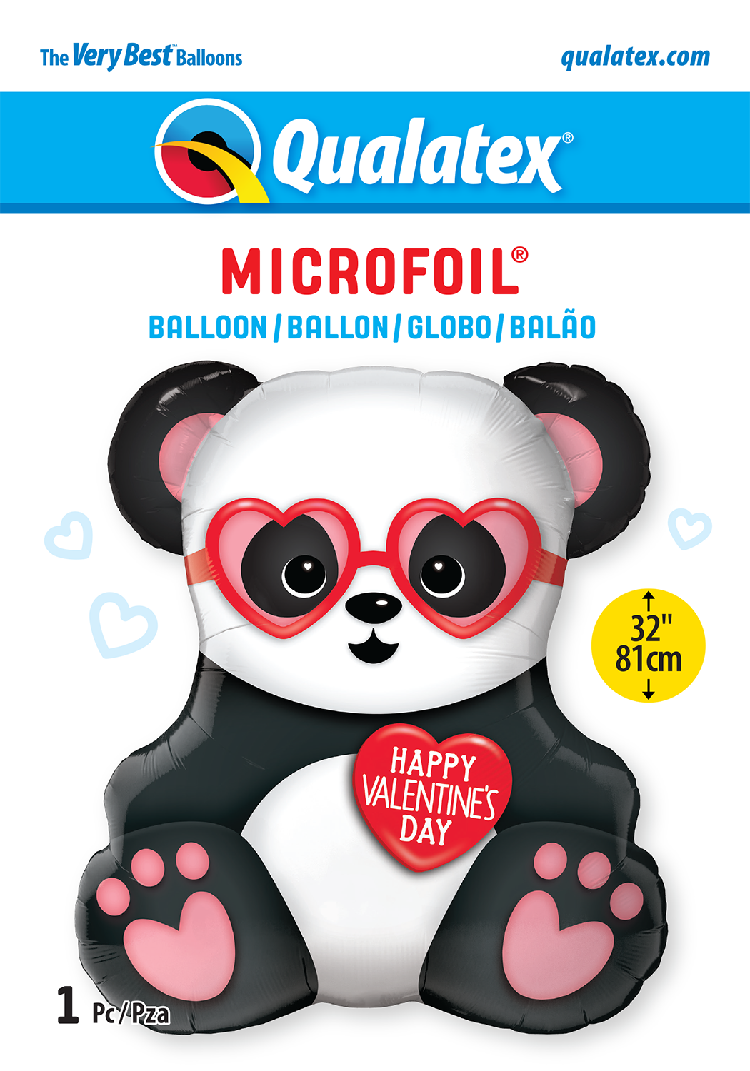 32 INCH FOIL VALENTINES PANDA BEAR 1CTP