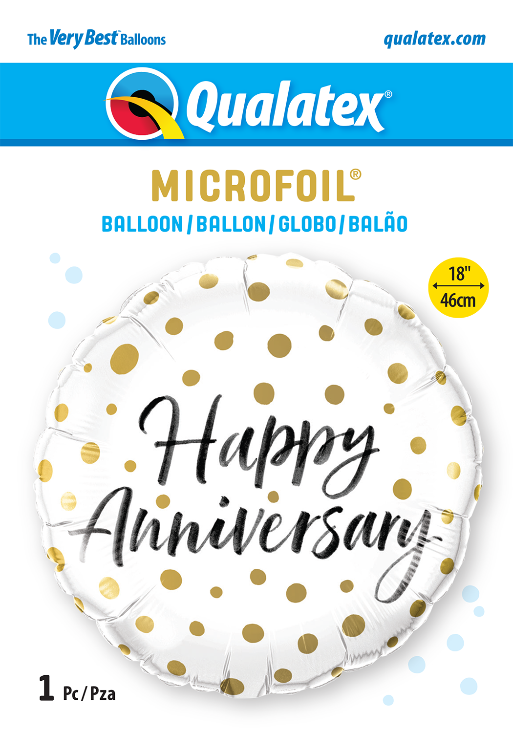 18 INCH FOIL HAPPY ANNIVERSARY GOLD DOTS 1CTL-