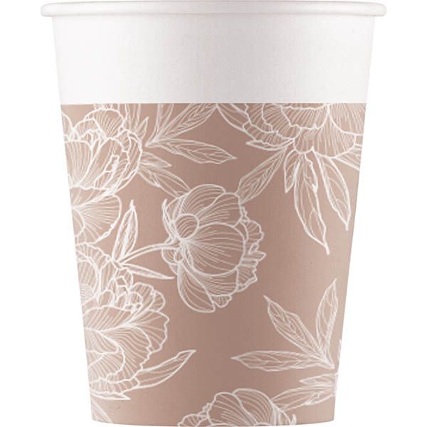 FLOWERS DRAWING PAPER CUPS 200ML 8CT