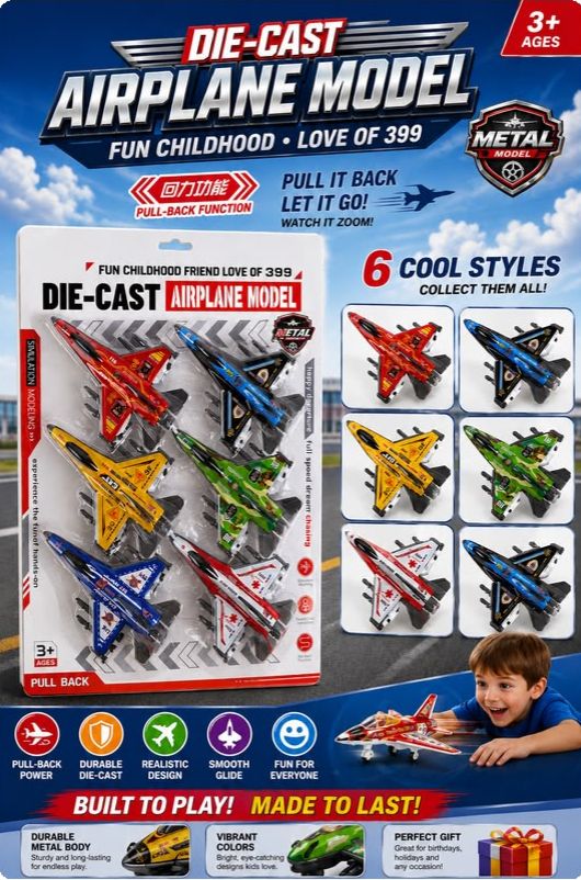 6pc Diecast Airplane Set