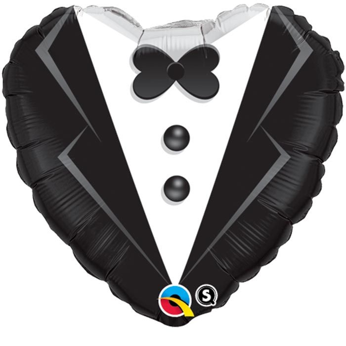 18 INCH FOIL HRT WEDDING TUXEDO 1CTP