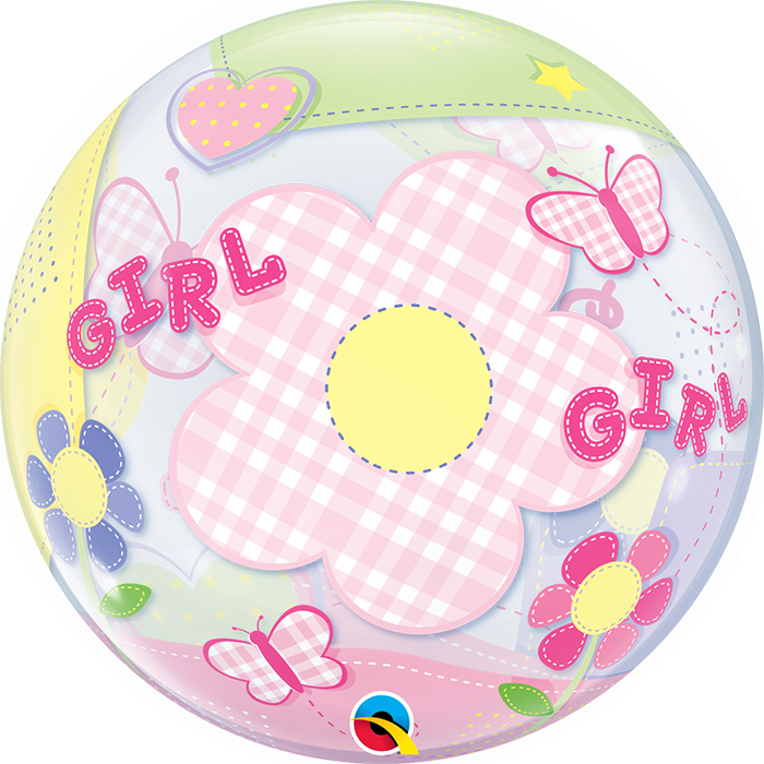 22 INCH SINGLE BUBBLE BABY GIRL BUTTERFLIES 1CTP