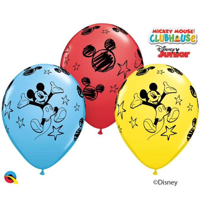 11 INCH LATEX BALLOONS MICKEY ASS RND 25CTP