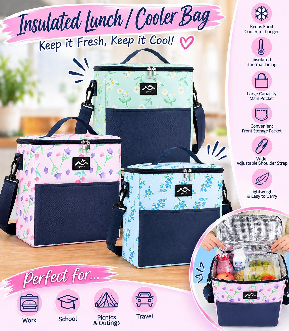 Flower Cooler Lunch Bags