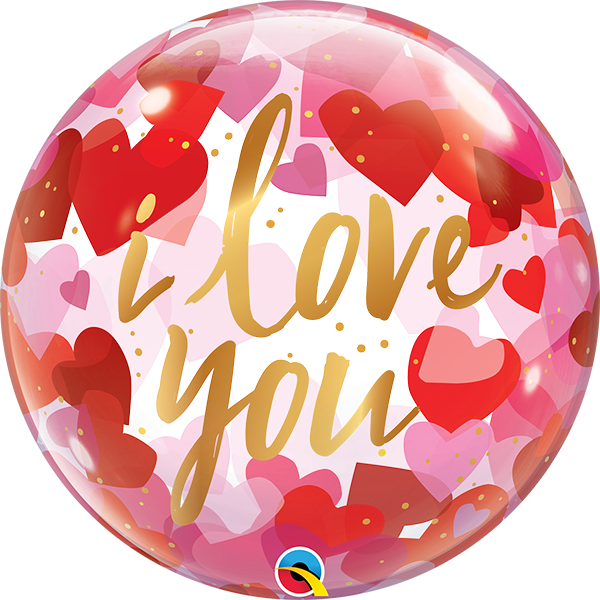 22 INCH SINGLE BUBBLE I LOVE YOU PAPER HEARTS 1CTP-