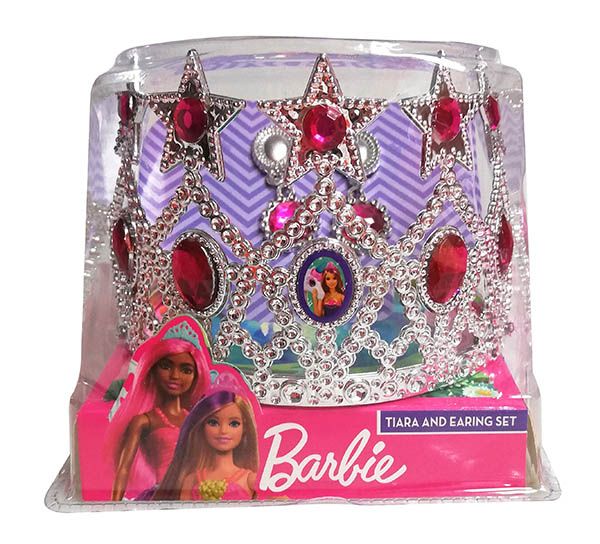 BARBIE TIARA WITH EARRING IN PVC BOX 1CT