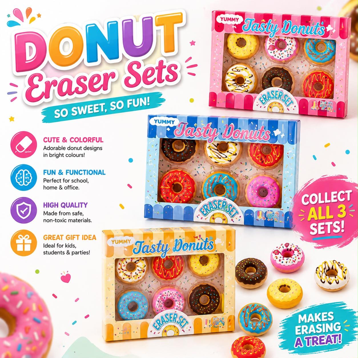 Donut Eraser Set