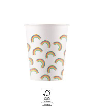 RAINBOW PARTY PAPER CUPS 200 ML 8CT