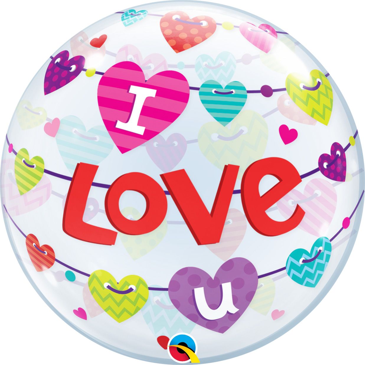 22 INCH SINGLE BUBBLE I LUV U BANNER HEARTS 1CTP