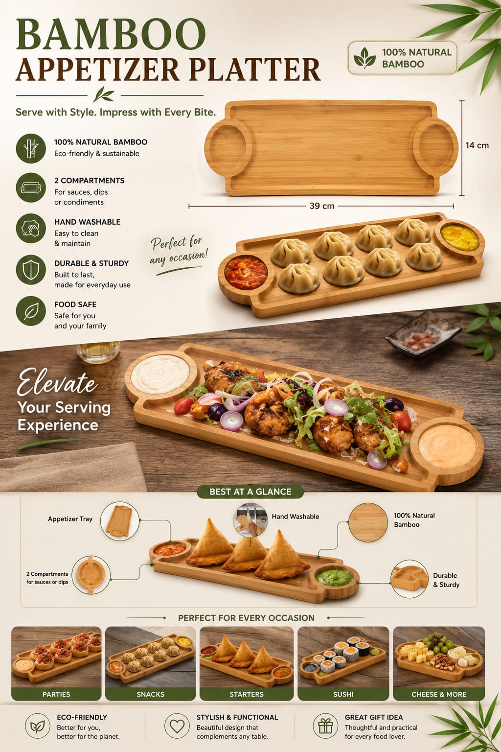 Bamboo Appetizer Platter