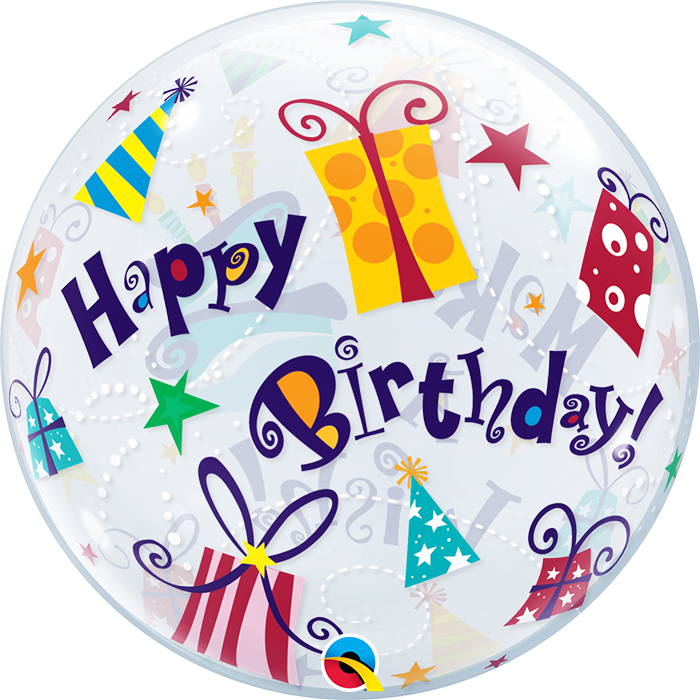22 INCH SINGLE BUBBLE BDAY MAKE A WISH PRSNTS 1CTP