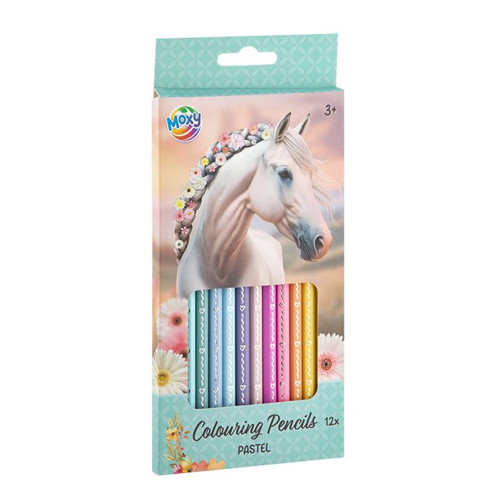 Moxy Horse Themed 12 Colouring Pencils Pastel