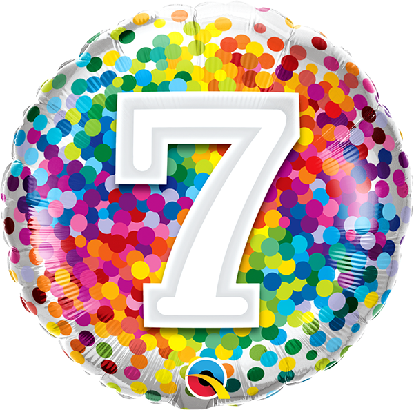 18 INCH FOIL AGE 7 RAINBOW CONFETTI 1 CTP
